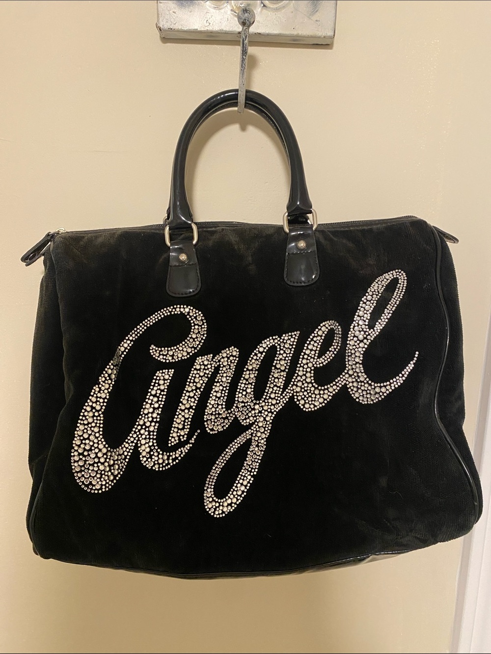 Y2K Vintage Victoria Secret Black Jeweled 'Angel' Tote Bag